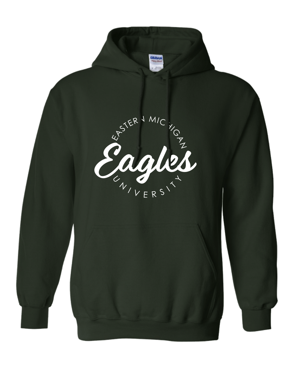 Eastern Michigan University Circular 1 Color Hooded Sweatshirt - Forest Green