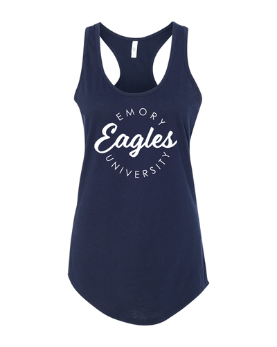 Emory University Circular 1 Color Ladies Tank Top - Midnight Navy