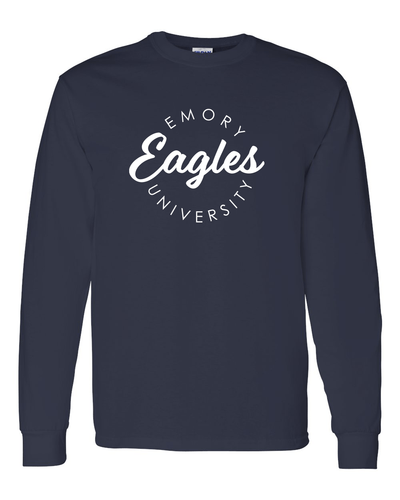 Emory University Circular 1 Color Long Sleeve Shirt - Navy