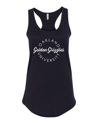 Oakland University Circular 1 Color Ladies Tank Top - Black