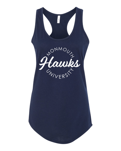 Monmouth University Circular 1 Color Ladies Tank Top - Midnight Navy