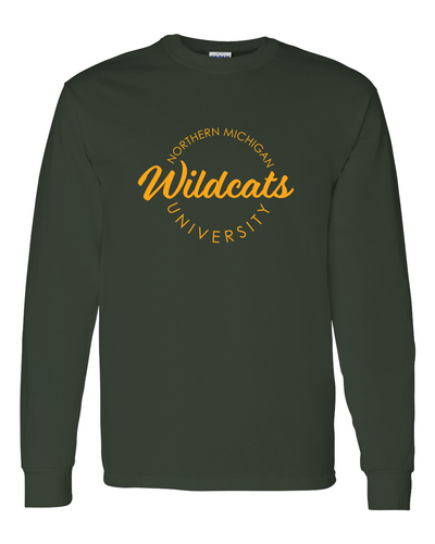 Northern Michigan University Circular 1 Color Long Sleeve T-Shirt - Forest Green