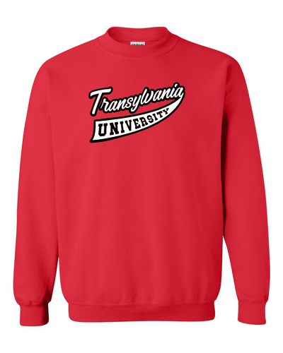 Transylvania University Banner Two Color Crewneck Sweatshirt - Red