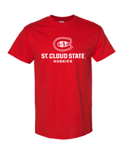 Load image into Gallery viewer, St Cloud State White Stacked Logo T-Shirt - Red
