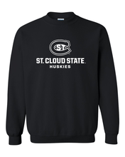 Load image into Gallery viewer, St Cloud State White Stacked Logo Crewneck Sweatshirt - Black
