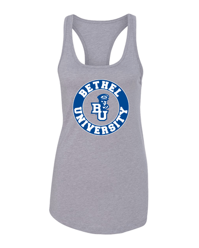 Bethel University BU Two Color Ladies Tank Top - Heather Grey