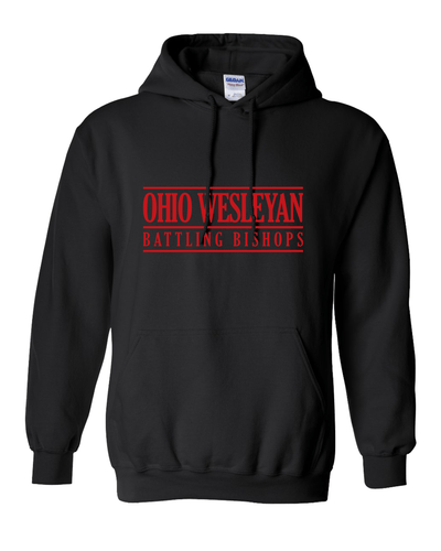 Ohio Wesleyan Battling Bishops Text Only Hooded Sweatshirt - Black