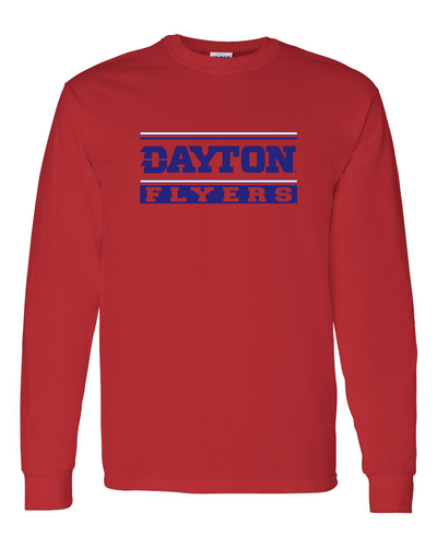 University of Dayton Flyers Text Two Color Long Sleeve Shirt - Red