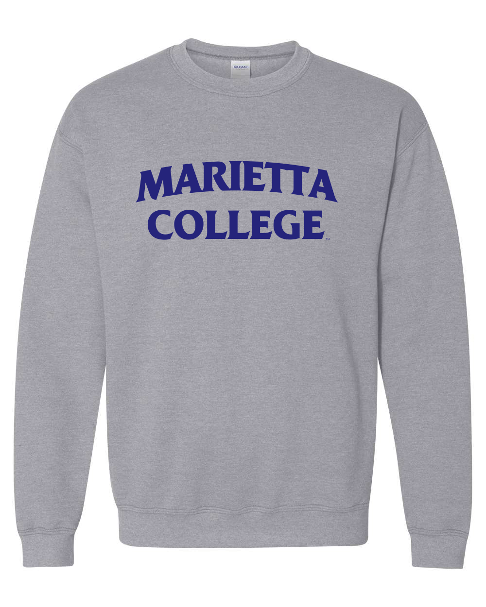 Marietta College Block Navy One Color Crewneck Sweasthirt - Sport Grey