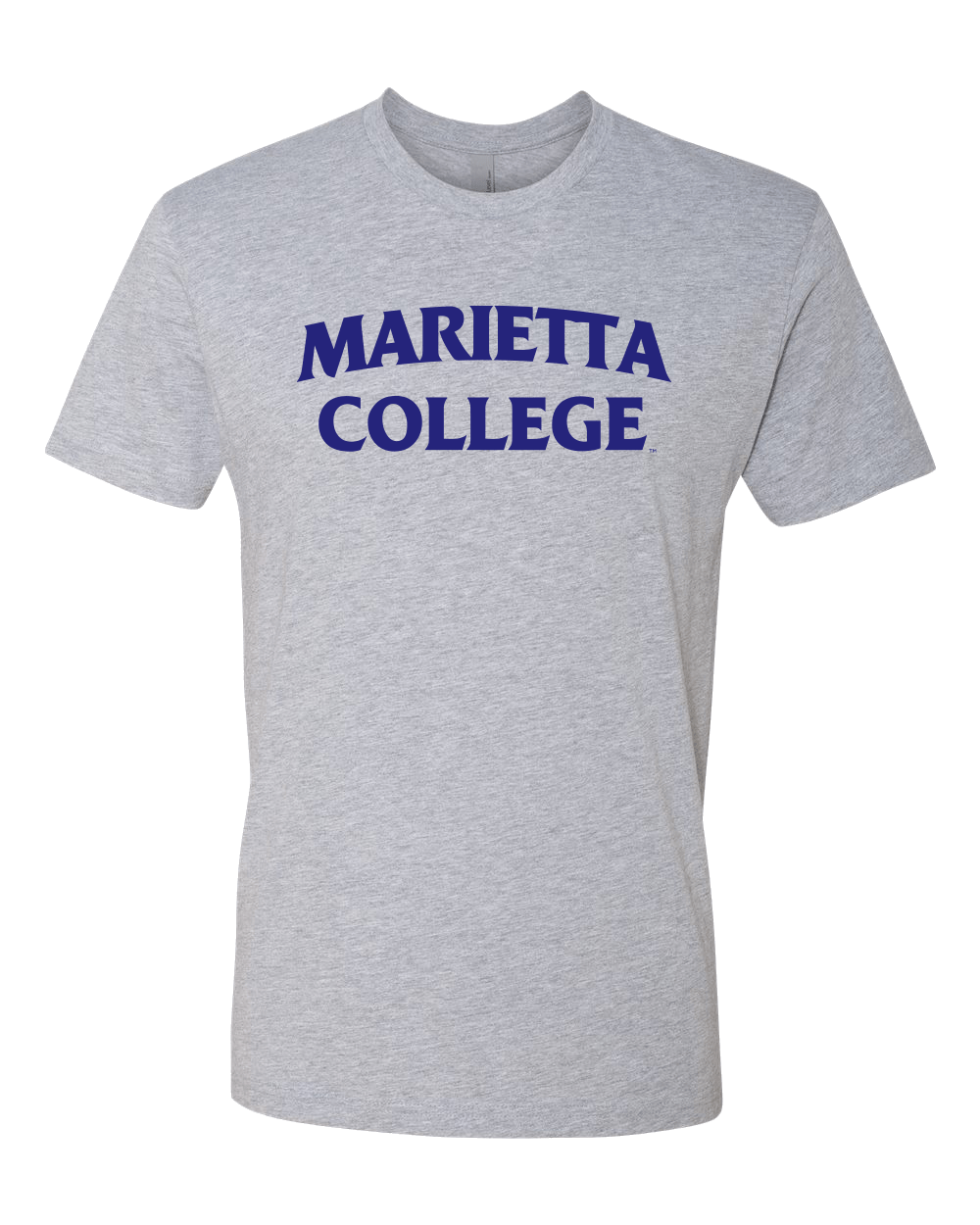 Marietta College Block Navy One Color Exclusive Soft Shirt - Heather Gray