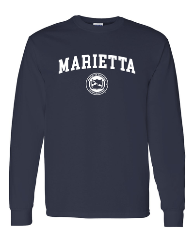 Marietta Seal Logo One Color Long Sleeve Shirt - Navy