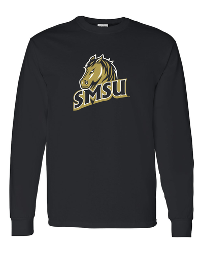 Southwest Minnesota SMSU Logo Full Color Long Sleeve Shirt - Black