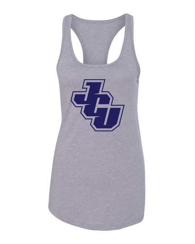 John Carroll Navy JCU Ladies Racerback Tank - Heather Grey