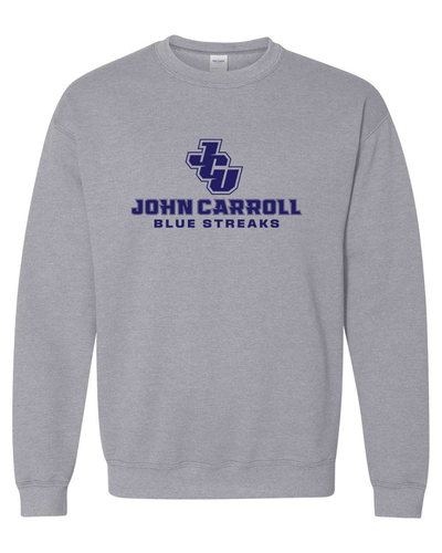 John Carroll Navy Blue Streaks Crewneck Sweatshirt - Sport Grey