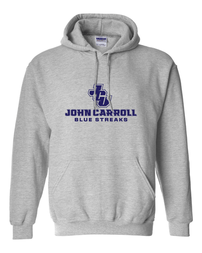 John Carroll Navy Blue Streaks Hooded Sweatshirt - Sport Grey