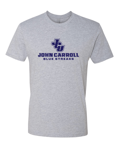 John Carroll Navy Blue Streaks Soft Exclusive T-Shirt - Heather Gray