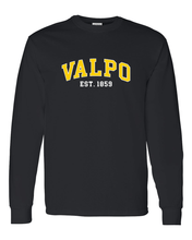 Load image into Gallery viewer, Valparaiso Valpo Est 1859 Long Sleeve T-Shirt - Black
