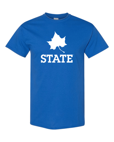 Indiana State White Leaf T-Shirt - Royal