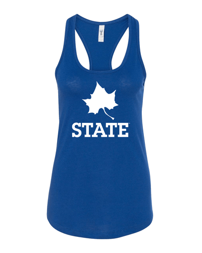 Indiana State White Leaf Ladies Tank Top - Royal