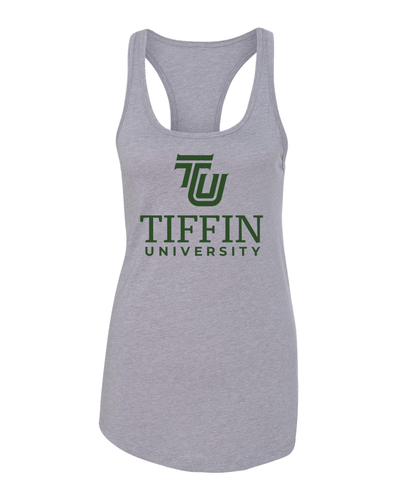 Tiffin University Stacked Text Ladies Tank Top - Heather Grey