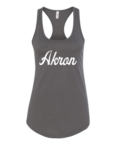 University of Akron Script Ladies Tank Top - Dark Grey