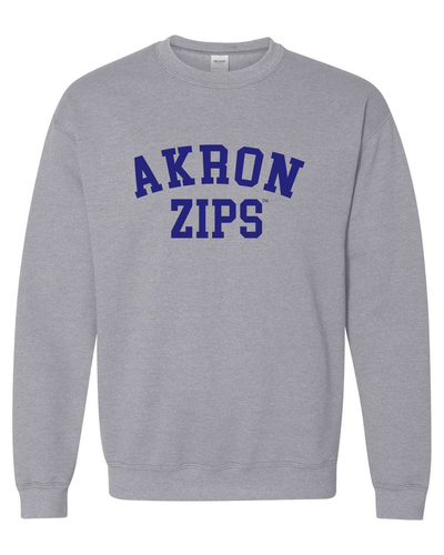 University of Akron Zips Crewneck Sweatshirt - Sport Grey