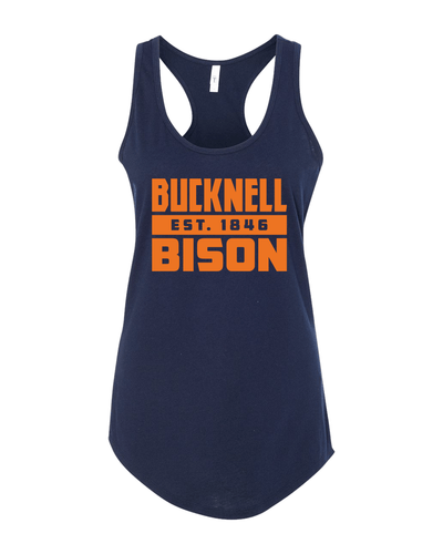 Bucknell Bison Est 1846 Ladies Racer Tank Top - Midnight Navy