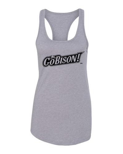 Bucknell University Go Bison Ladies Racer Tank Top - Heather Grey