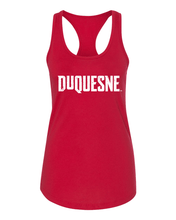 Load image into Gallery viewer, Vintage Duquesne Dukes Ladies Racer Tank Top - Red
