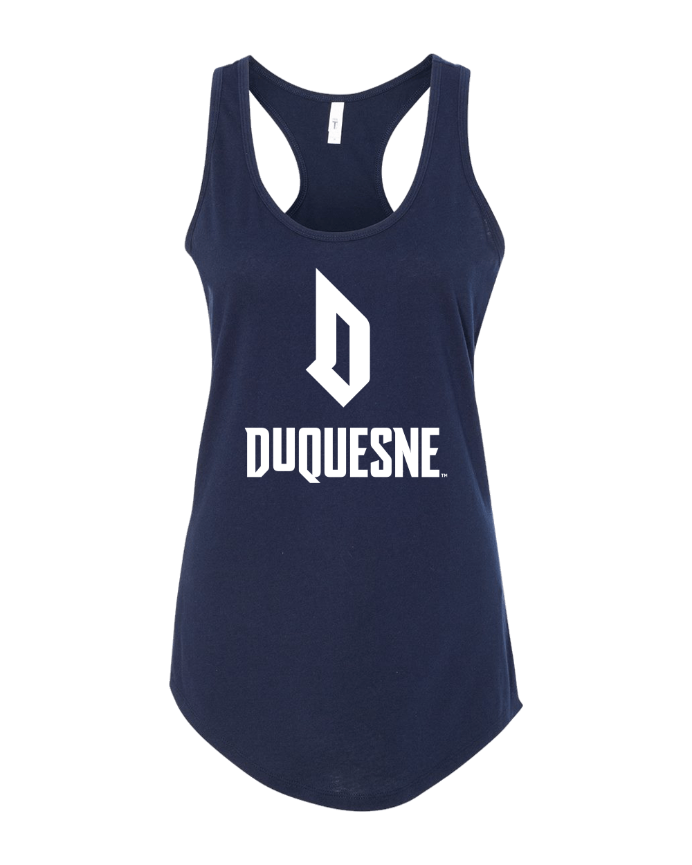 Duquesne University Stacked Ladies Racer Tank Top - Midnight Navy