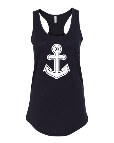 Mercyhurst University Anchor Ladies Racer Tank Top - Black