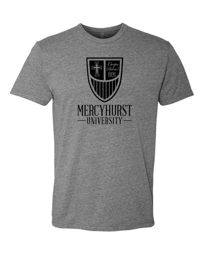 Mercyhurst Primary Shield Soft Exclusive T-Shirt - Dark Heather Gray