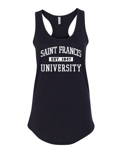 Vintage Saint Francis Est 1847 Ladies Racer Tank Top - Black