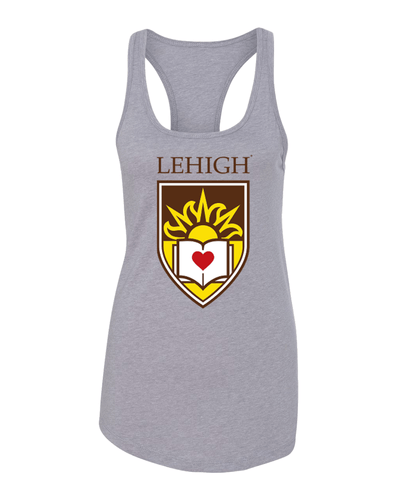 Lehigh University Full Shield Ladies Racer Tank Top - Heather Grey