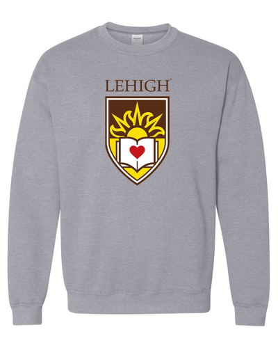 Lehigh University Full Shield Crewneck Sweatshirt - Sport Grey