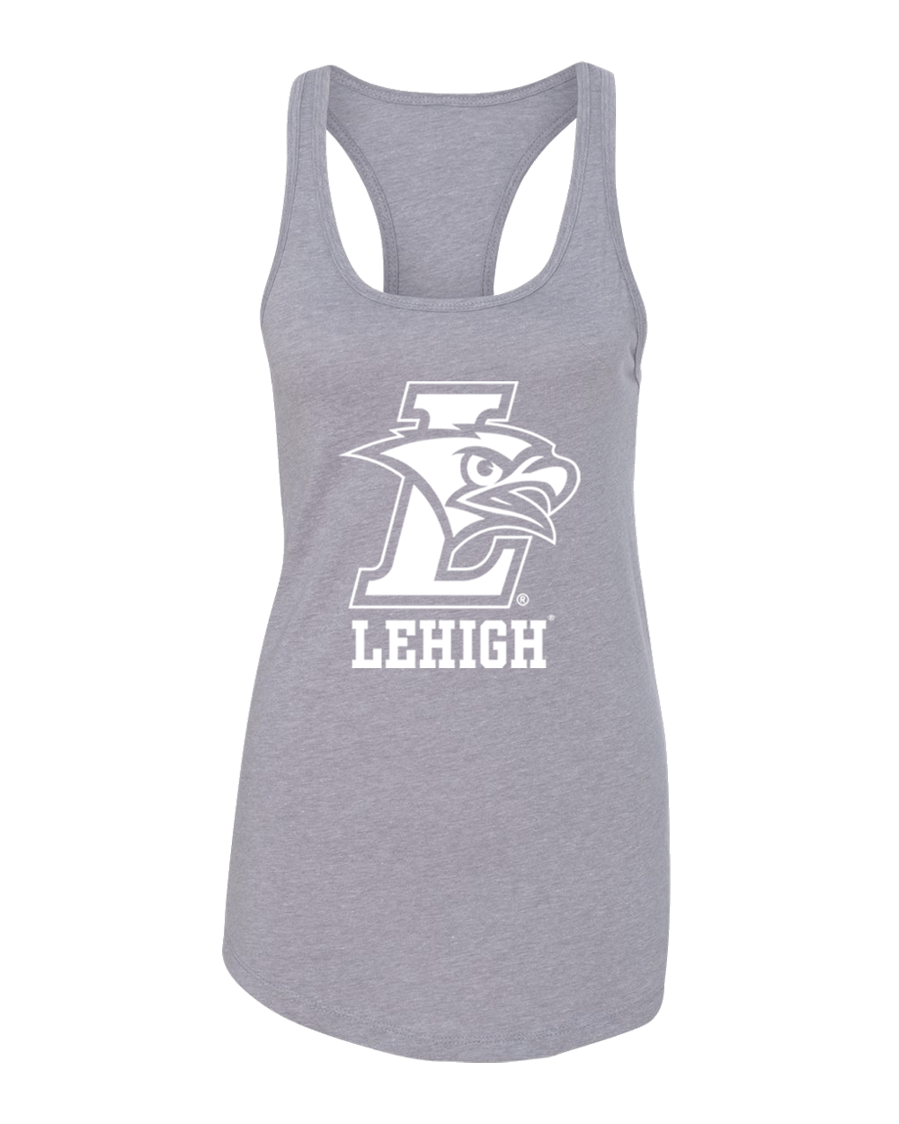 Lehigh University Mountain Hawk Ladies Racer Tank Top - Heather Grey