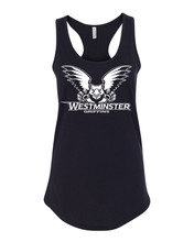 Load image into Gallery viewer, Westminster Griffins 1 Color Ladies Racer Tank Top - Black
