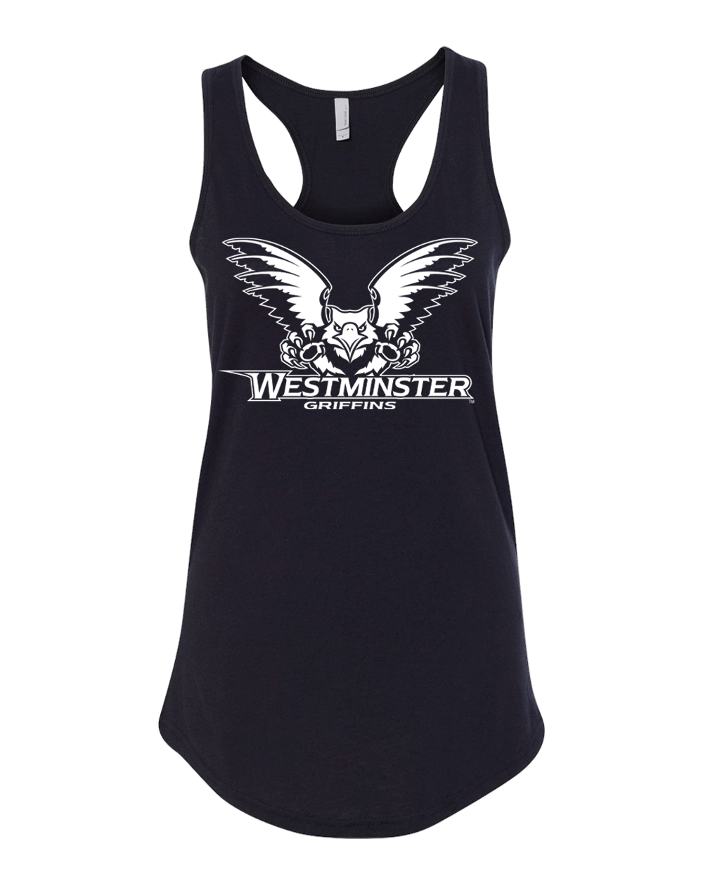 Westminster Griffins 1 Color Ladies Racer Tank Top - Black