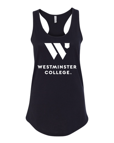 Westminster College 1 Color Ladies Racer Tank Top - Black