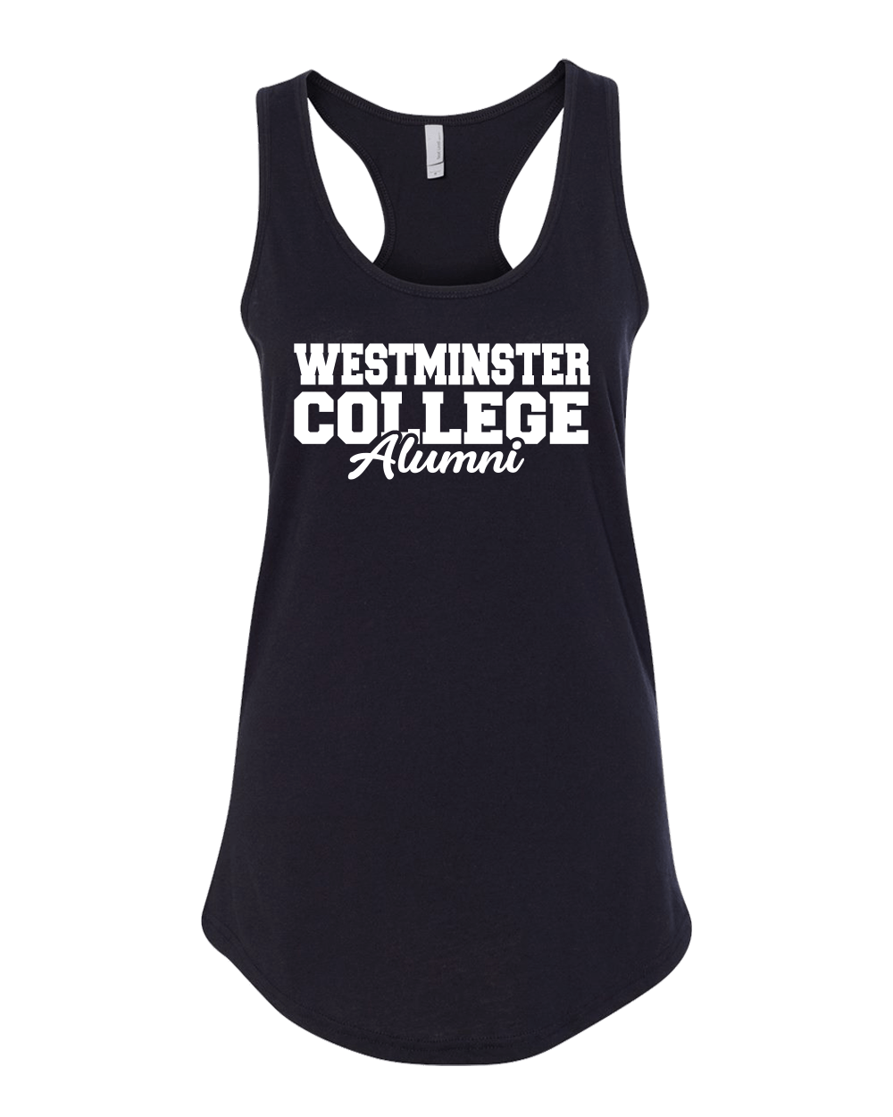 Westminster College Alumni Ladies Racer Tank Top - Black