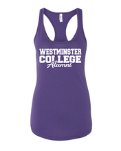 Load image into Gallery viewer, Westminster College Alumni Ladies Racer Tank Top - Purple Rush
