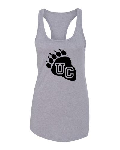 Ursinus College UC Foot Ladies Racer Tank Top - Heather Grey