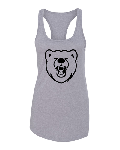 Ursinus College 1 Color Bear Ladies Racer Tank Top - Heather Grey