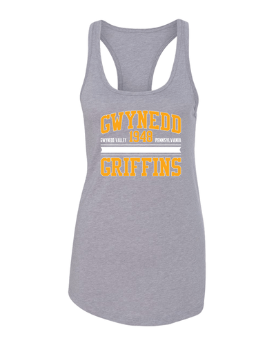 Gwynedd Mercy Est 1948 Ladies Racer Tank Top - Heather Grey