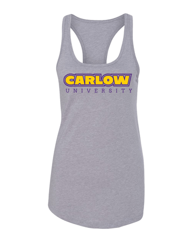 Carlow University Block Letters Ladies Tank Top - Heather Grey