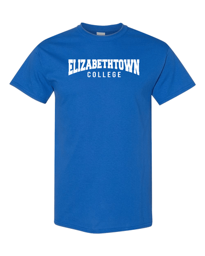 Elizabethtown College Block Text 1 Color T-Shirt - Royal