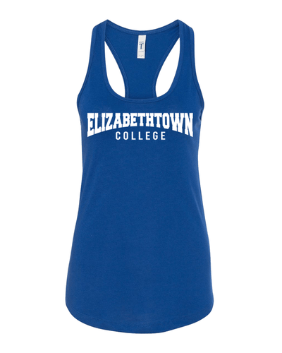 Elizabethtown College Block Text 1 Color Ladies Tank Top - Royal