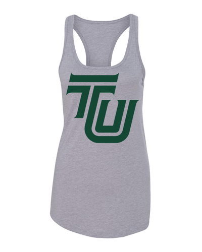 Tiffin University Dragon Green TU Ladies Tank Top - Heather Grey