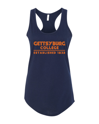 Gettysburg College Retro Text Ladies Tank Top - Midnight Navy