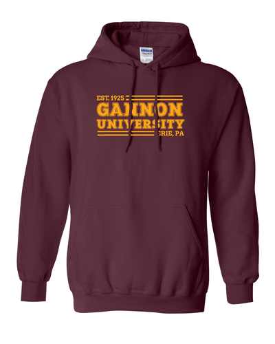 Gannon University Block Text 1 Color Hooded Sweatshirt - Maroon